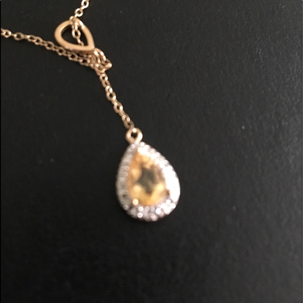Genuine citrine and diamond necklace